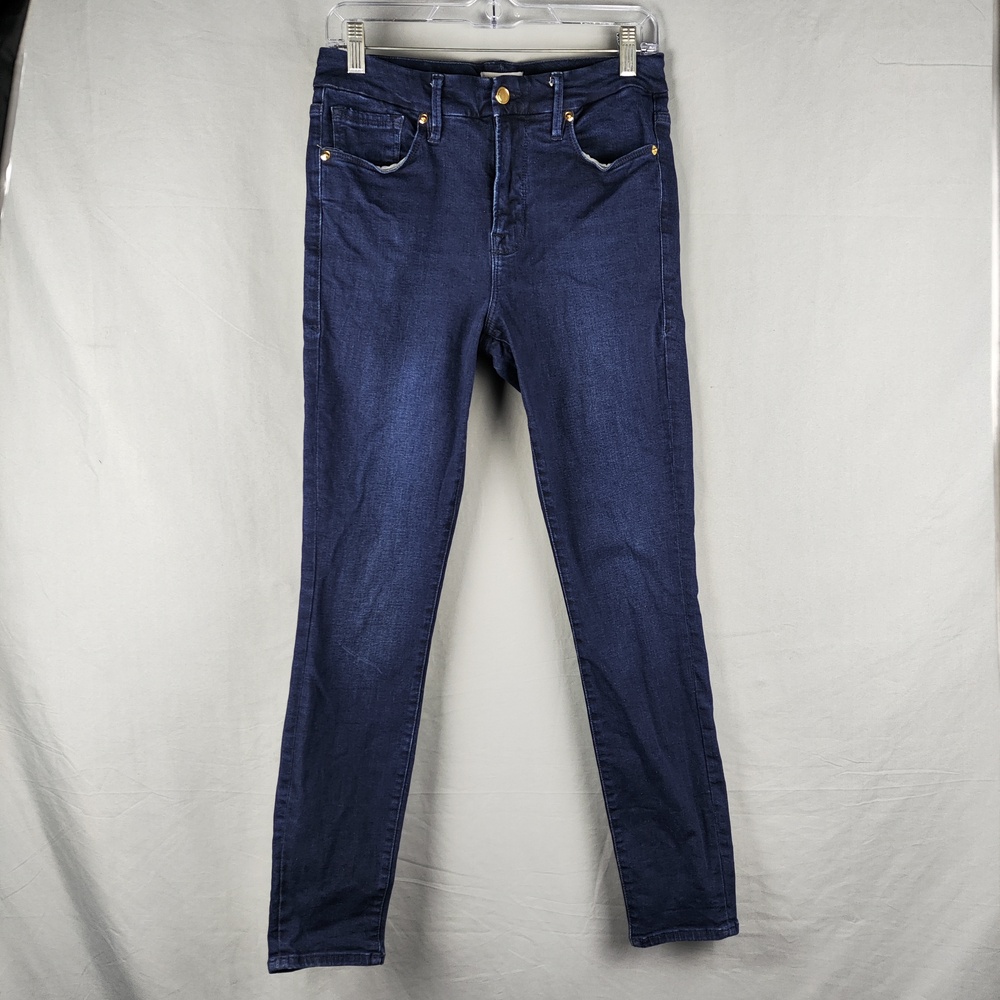 Good American Jeans Womens 8/29 Blue Dark Wash Mid Rise Skinny Stretch Denim